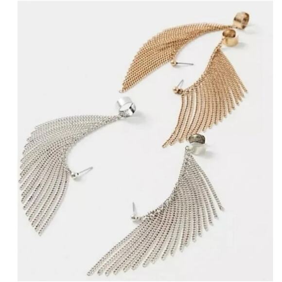 Free People Breakfast Club Ear Cuff Silver Fringe Western Bohemian Grunge Punk - Picture 6 of 13